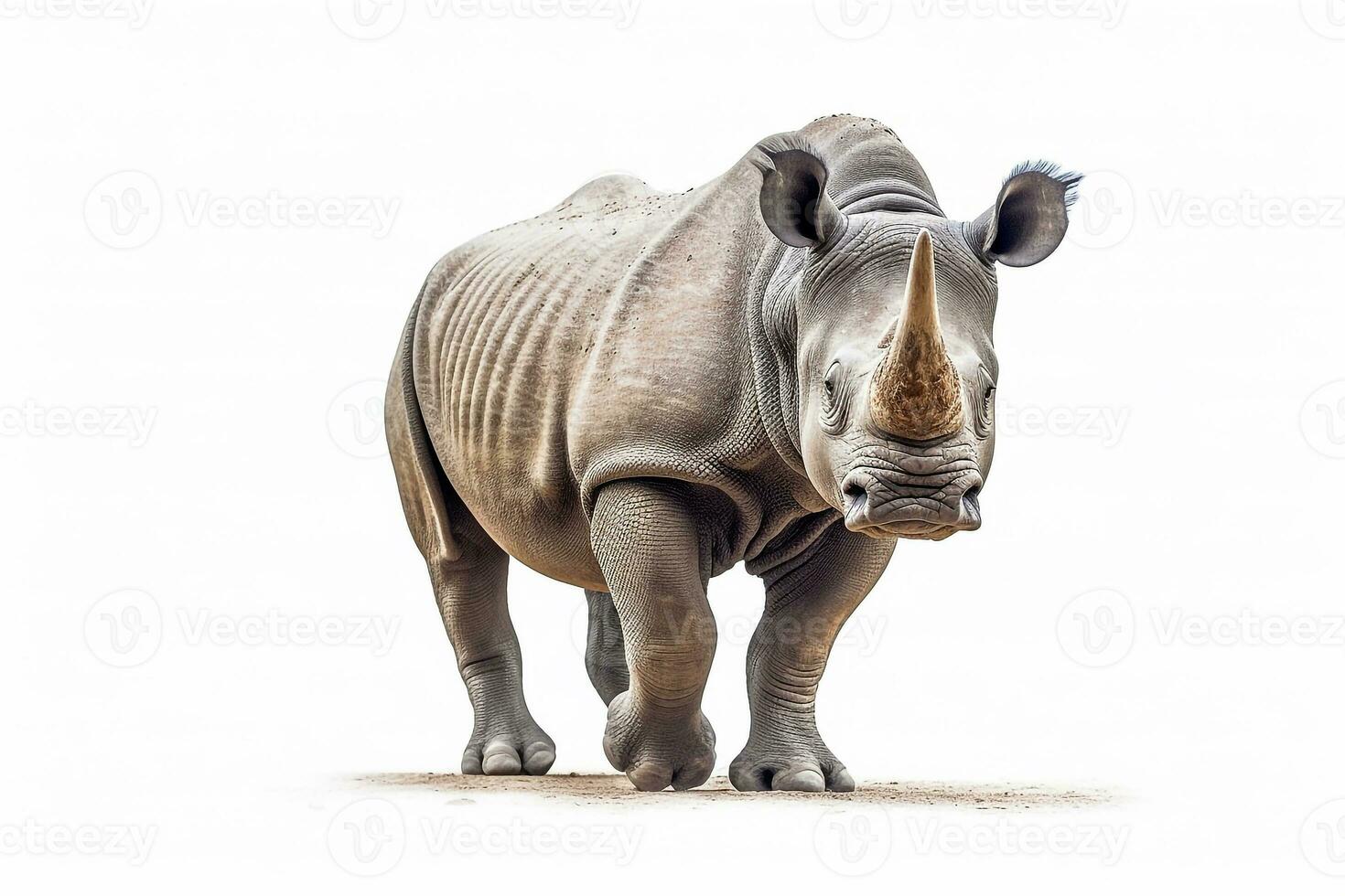 Rhinoceros side view isolated on white  background.Generative Ai. photo