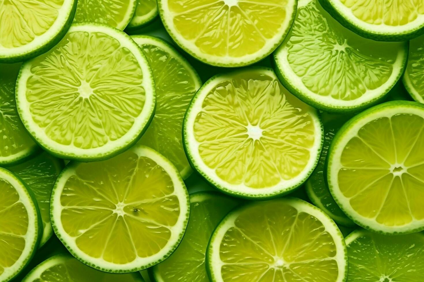 Green lemon slice pattern background.Generative Ai. photo
