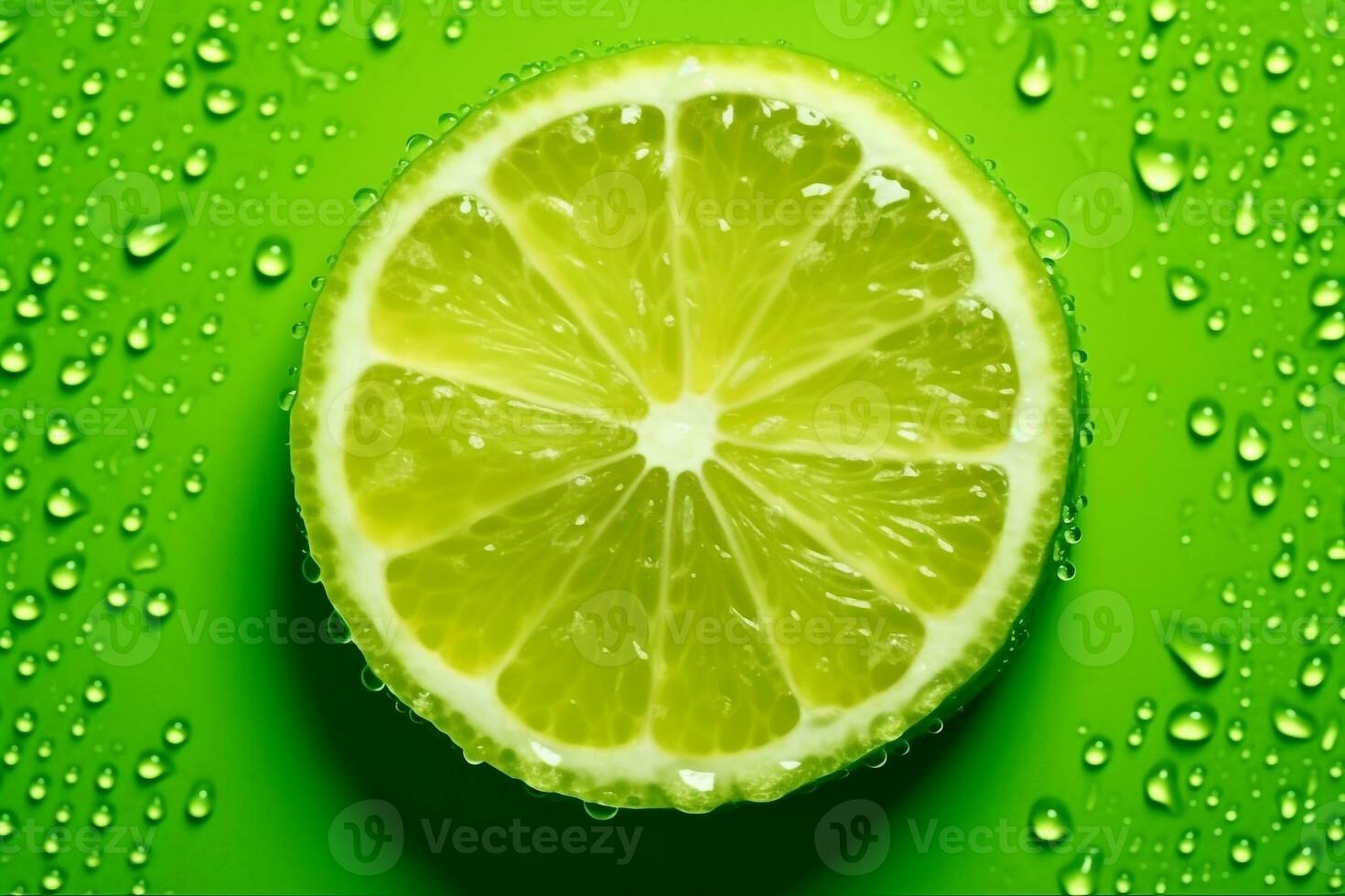 Lemon slices with water drops.Generative Ai. photo