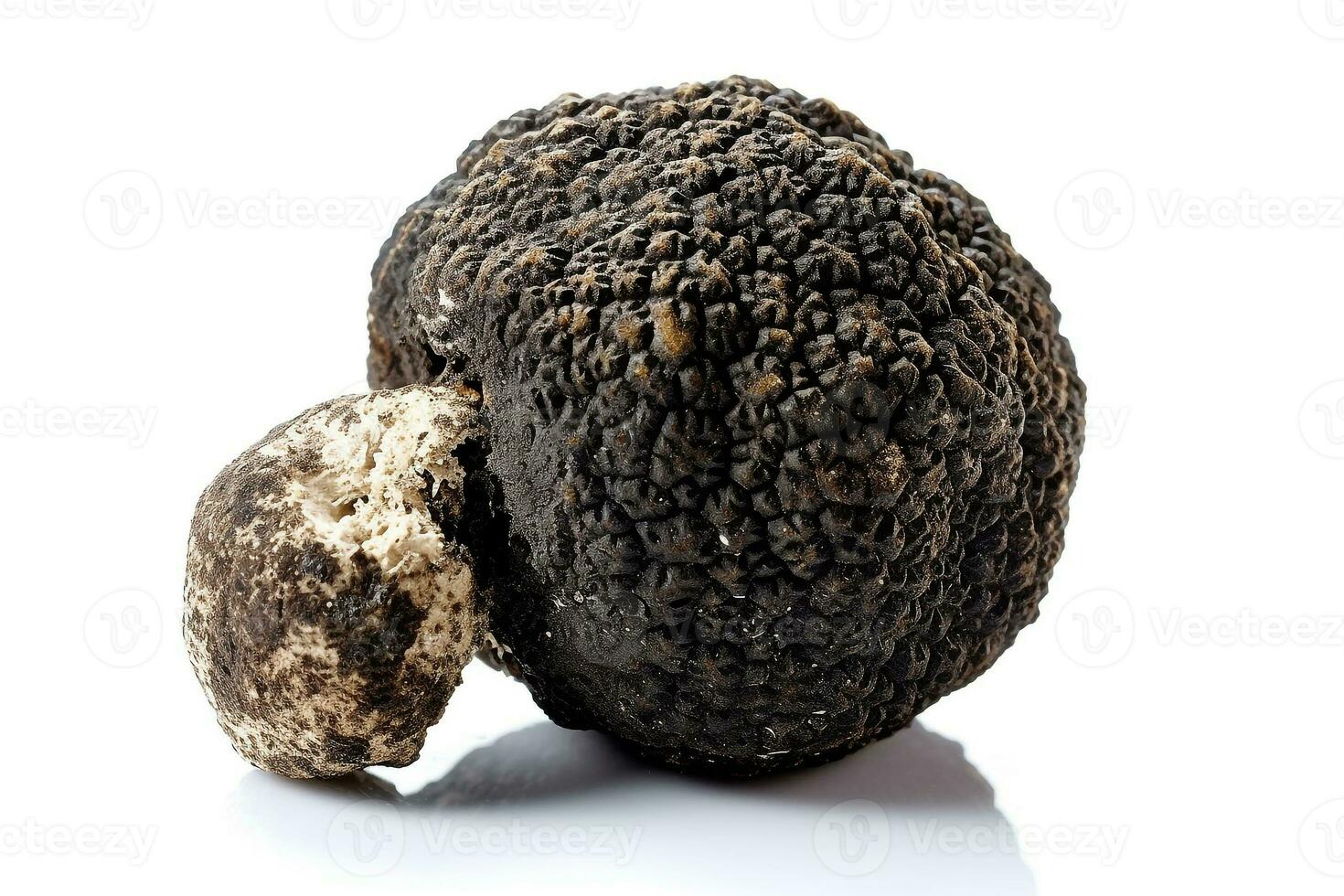 Black truffle mushroom isolate on white background .Generative Ai. photo