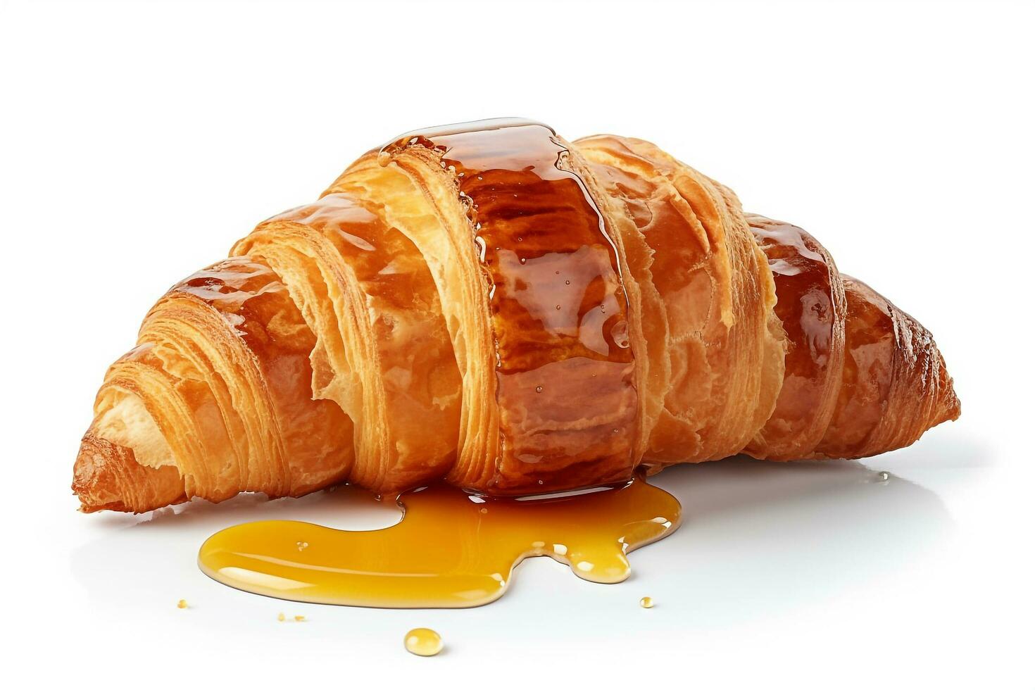 Croissant with sweet honey isolated on white background.Generative Ai. photo