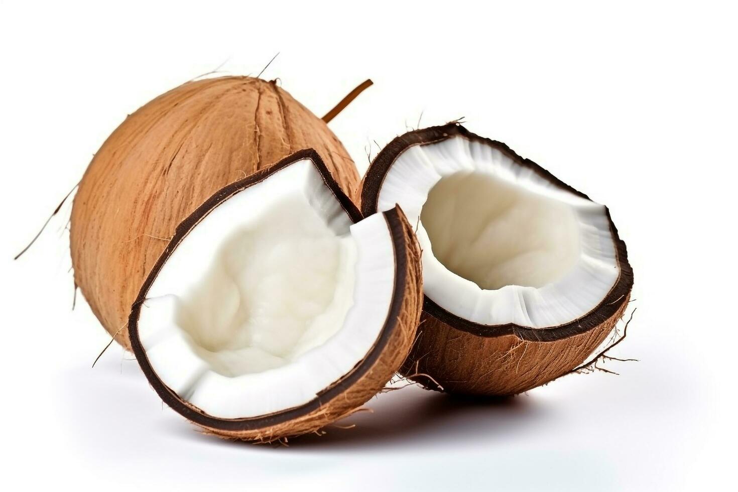 Coconut with plam leaves isolated on white background.Generative Ai. photo