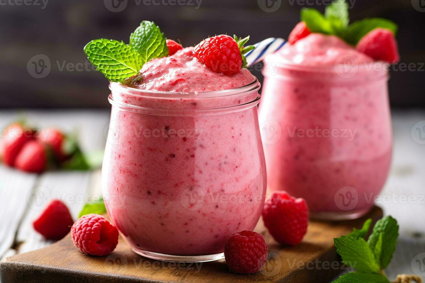 Fresh stawberry smoothie isolated on white background photo