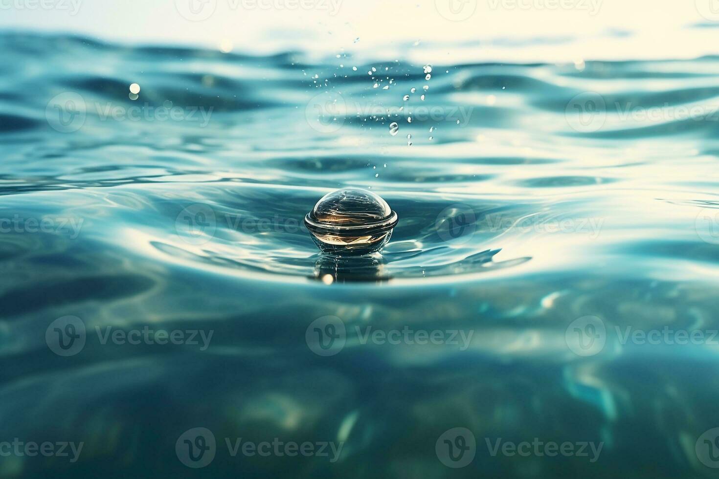 Water drop dropping in the ocean photo