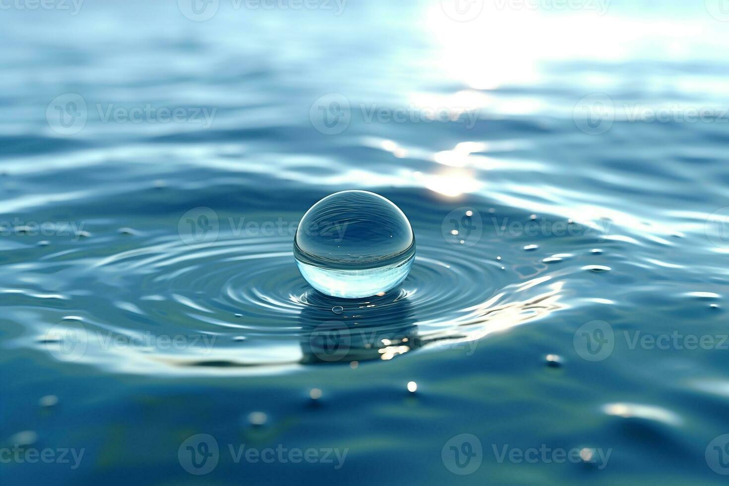 Water drop dropping in the ocean photo