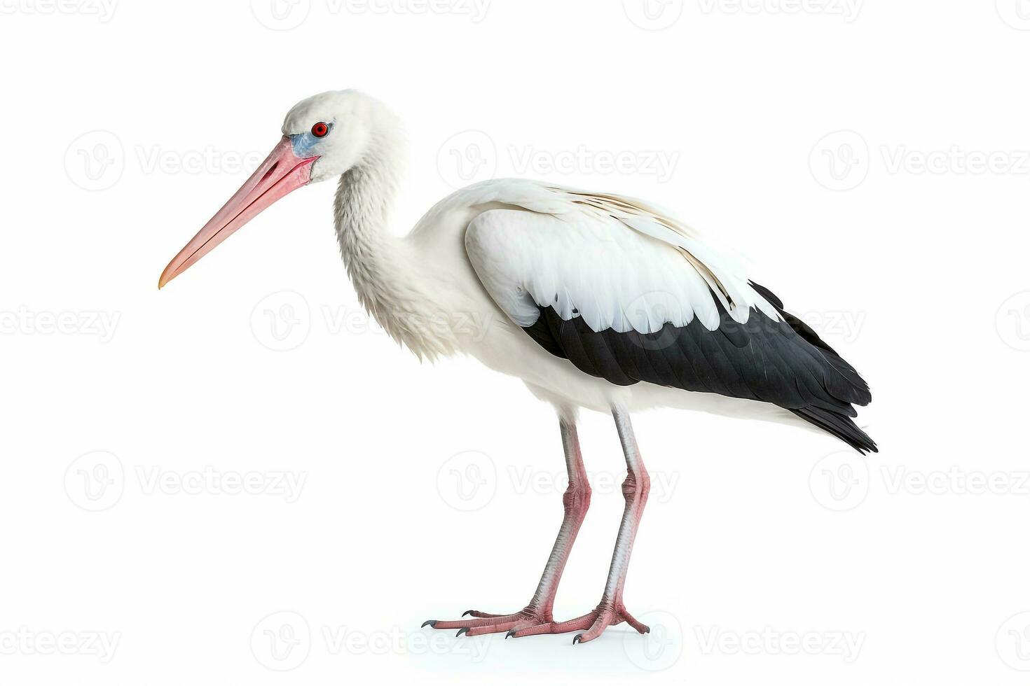 White stork isolated on white background photo