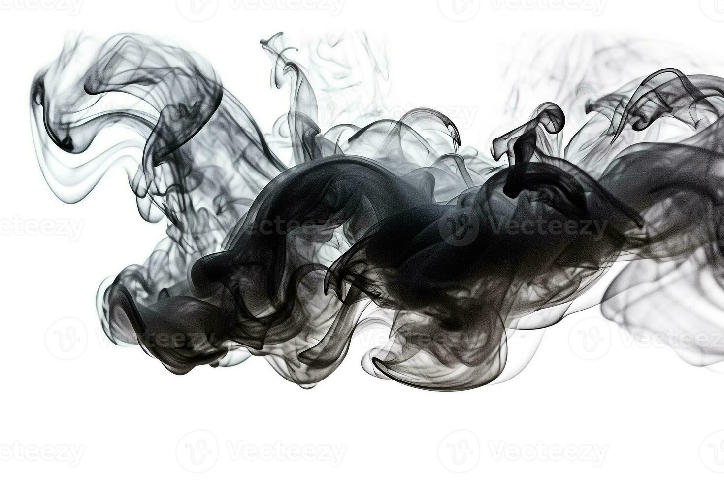 Black smoke on a white background photo