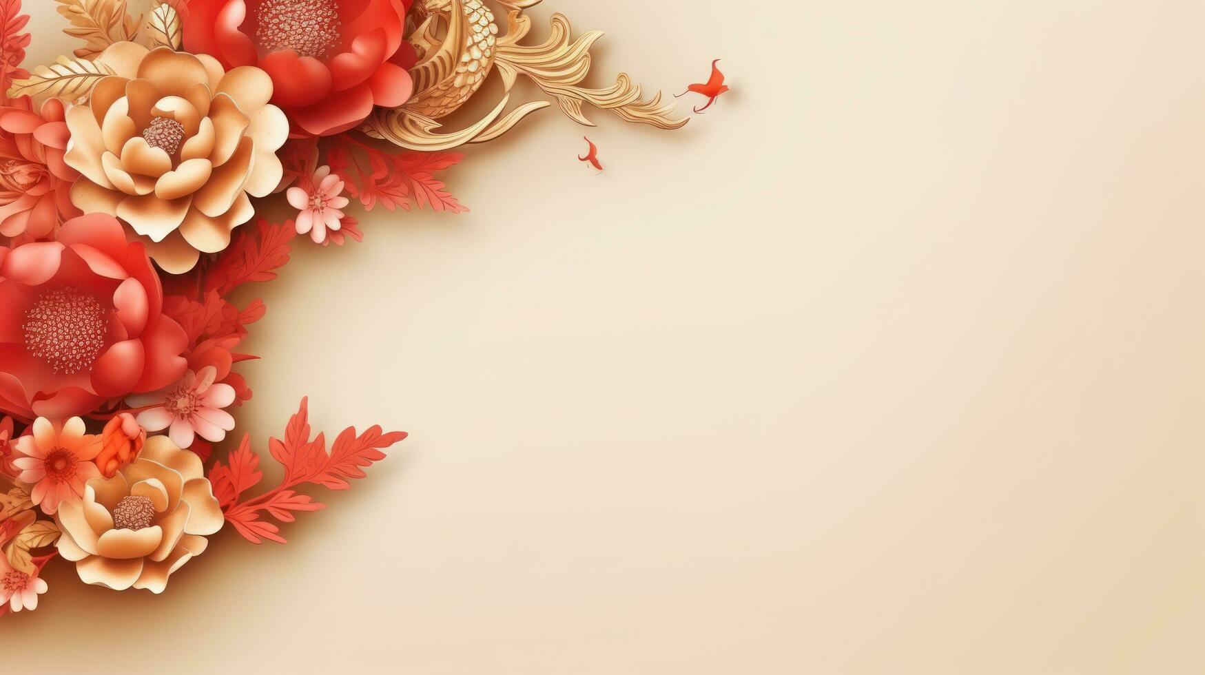 Chinese holiday background with flowers photo