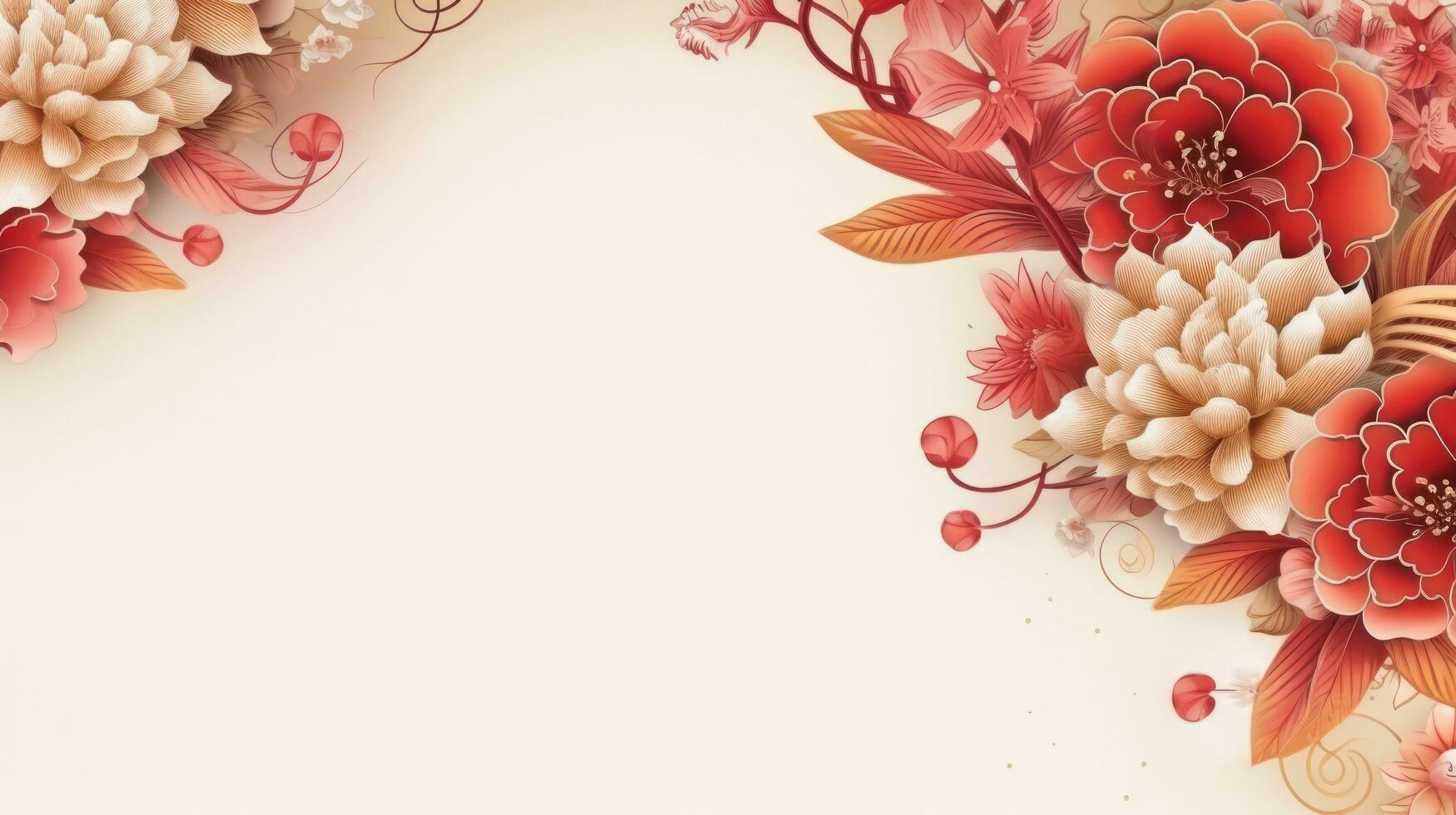 Chinese holiday background with flowers photo