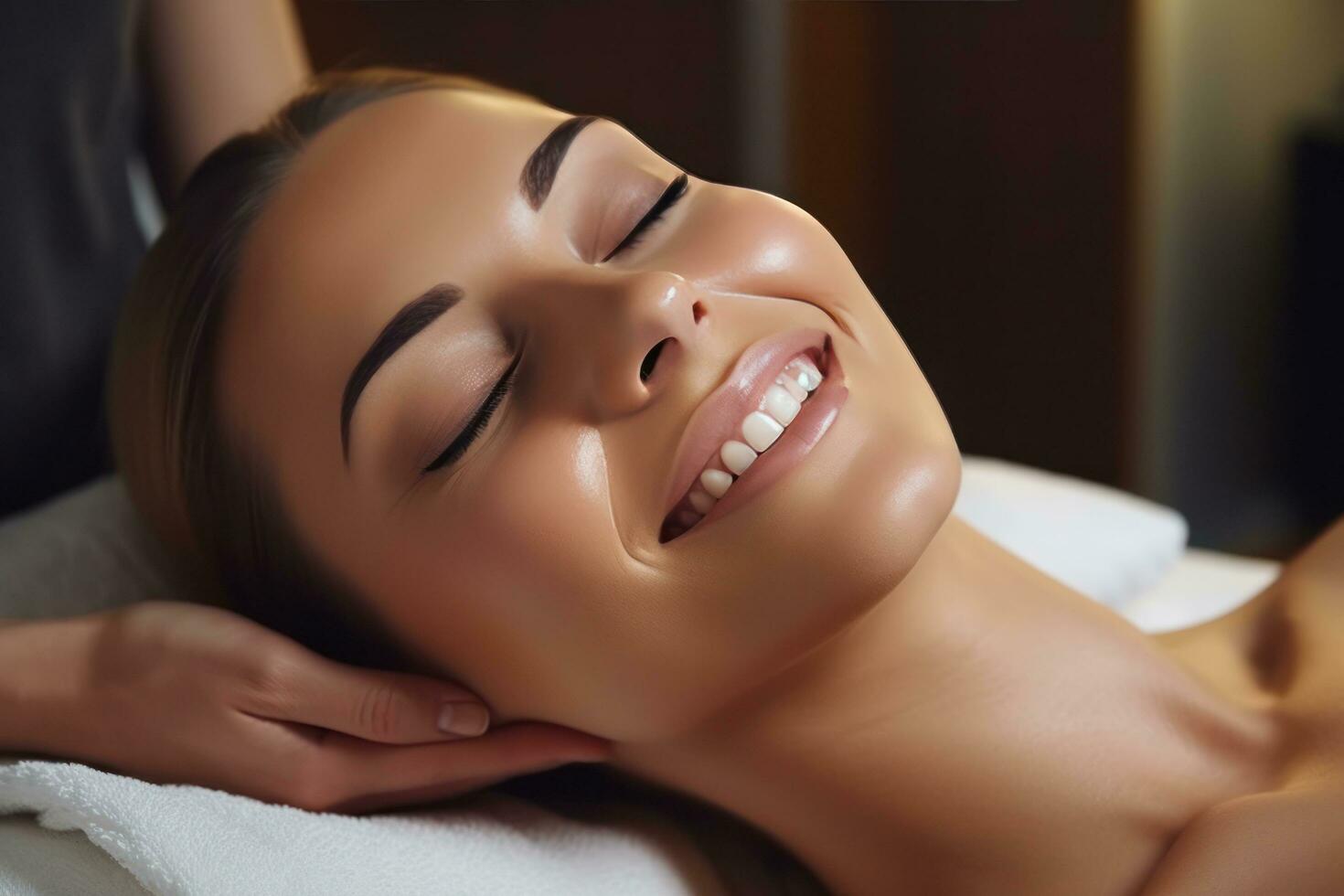 Beautiful girl in spa salon photo