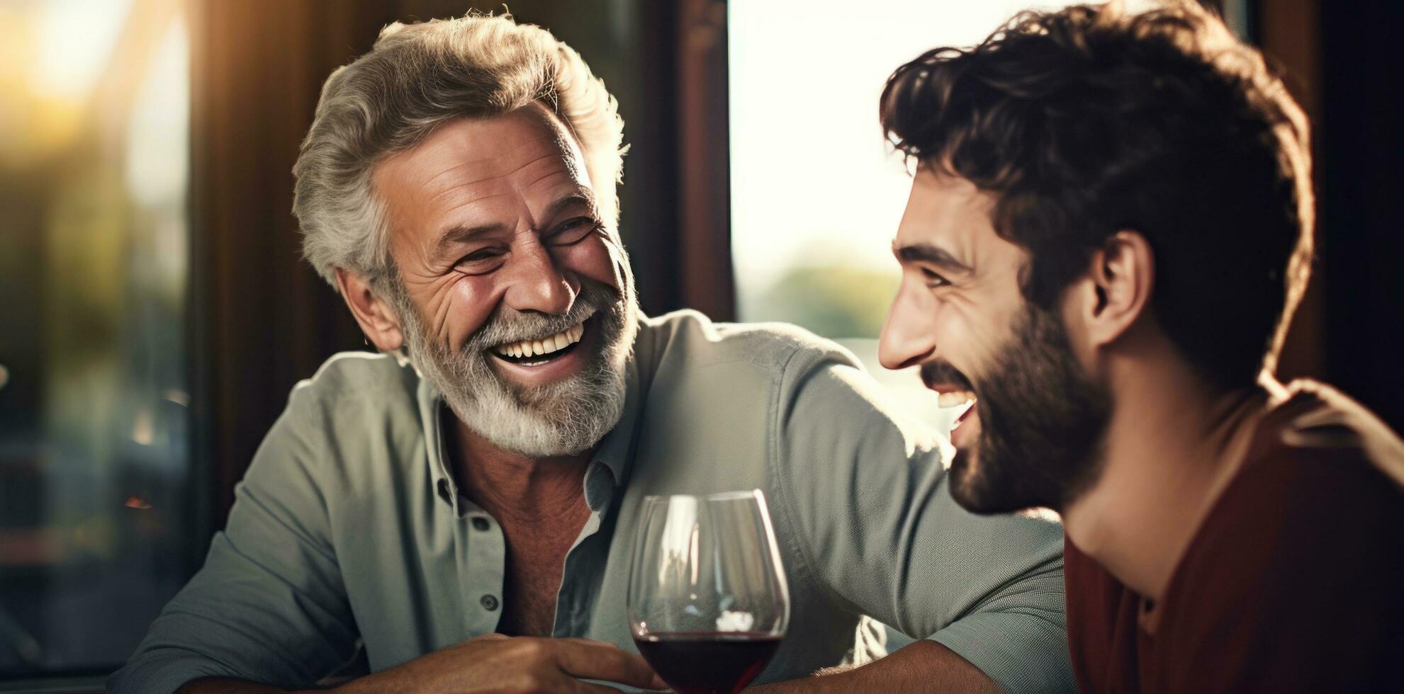 Smiling mans with wine photo