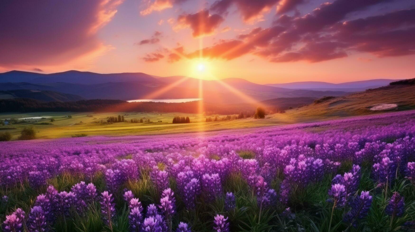 Lavender flowers landscape photo