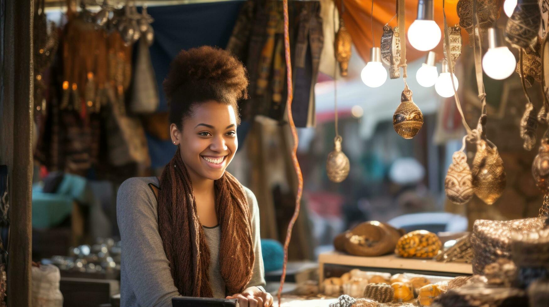 Beautiful woman in jewelry shop photo