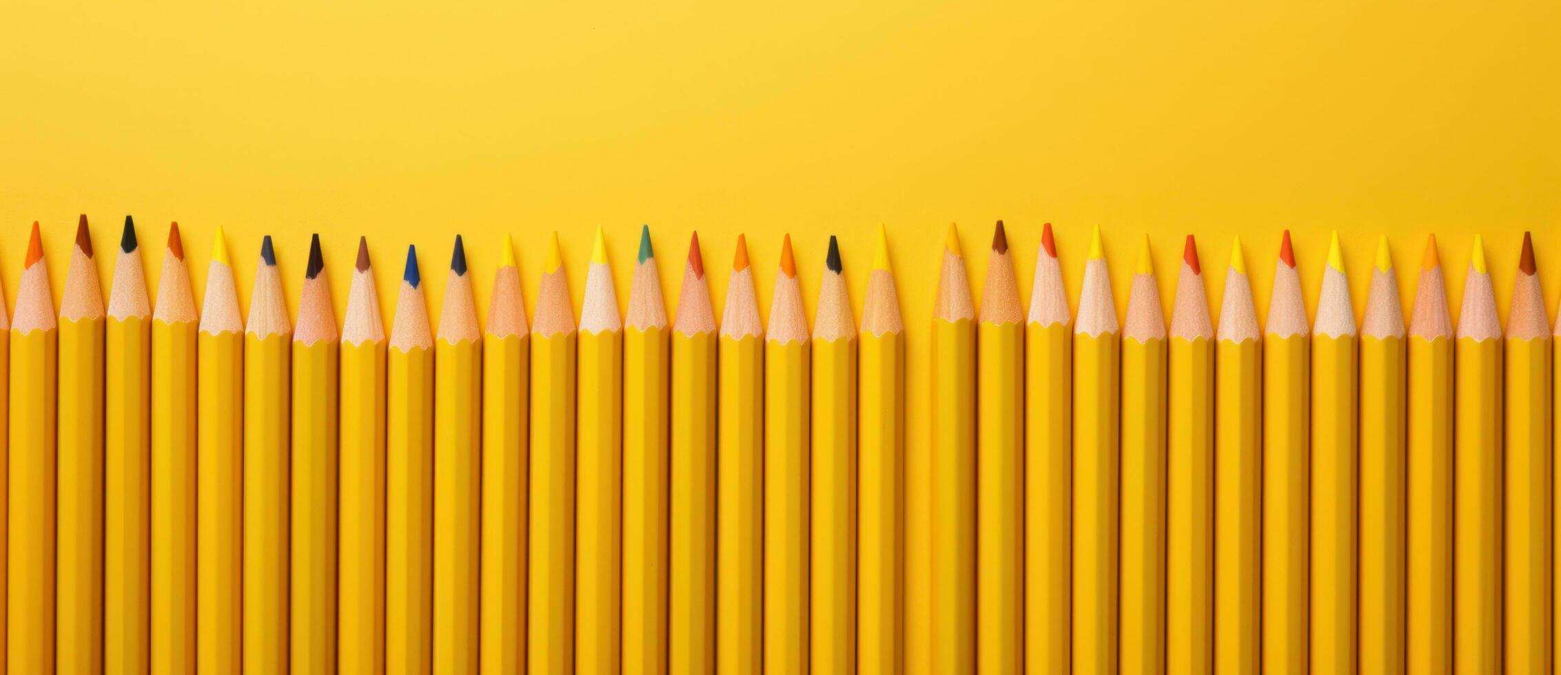 Yellow pencils background photo