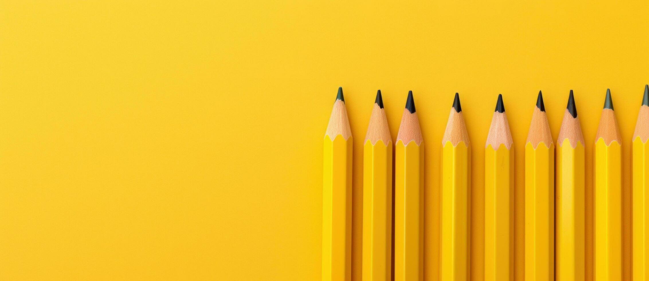 Yellow pencils background photo
