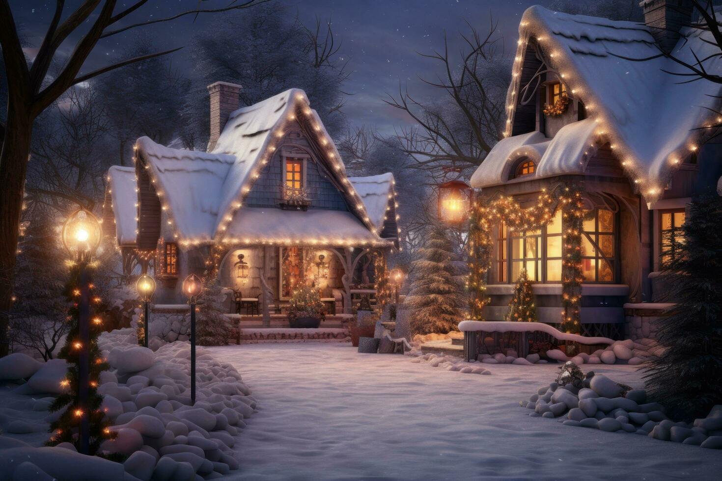 Magic Christmas winter house photo