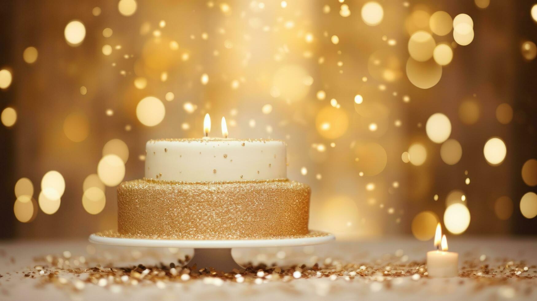 Golden Birthday cake background photo