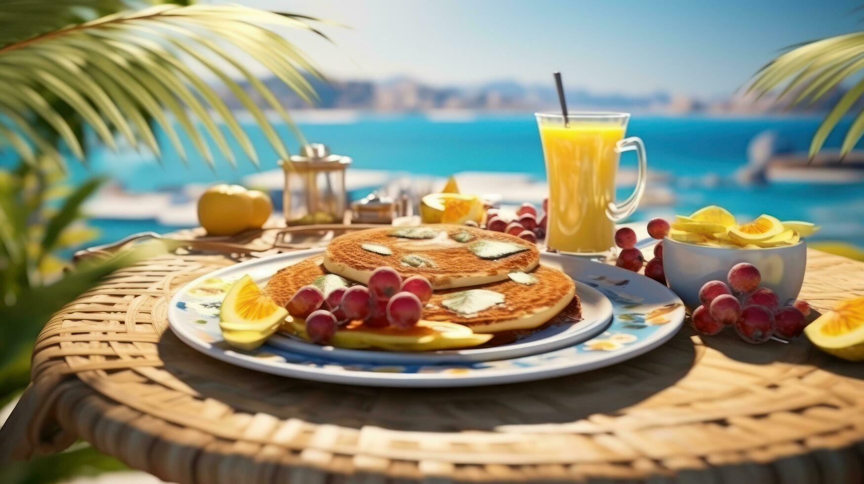 Summer breakfast on the beach photo