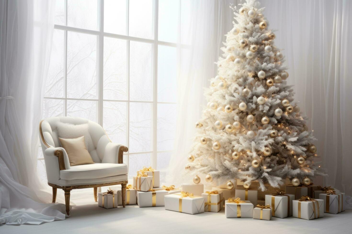 White room with Christmas decoration photo