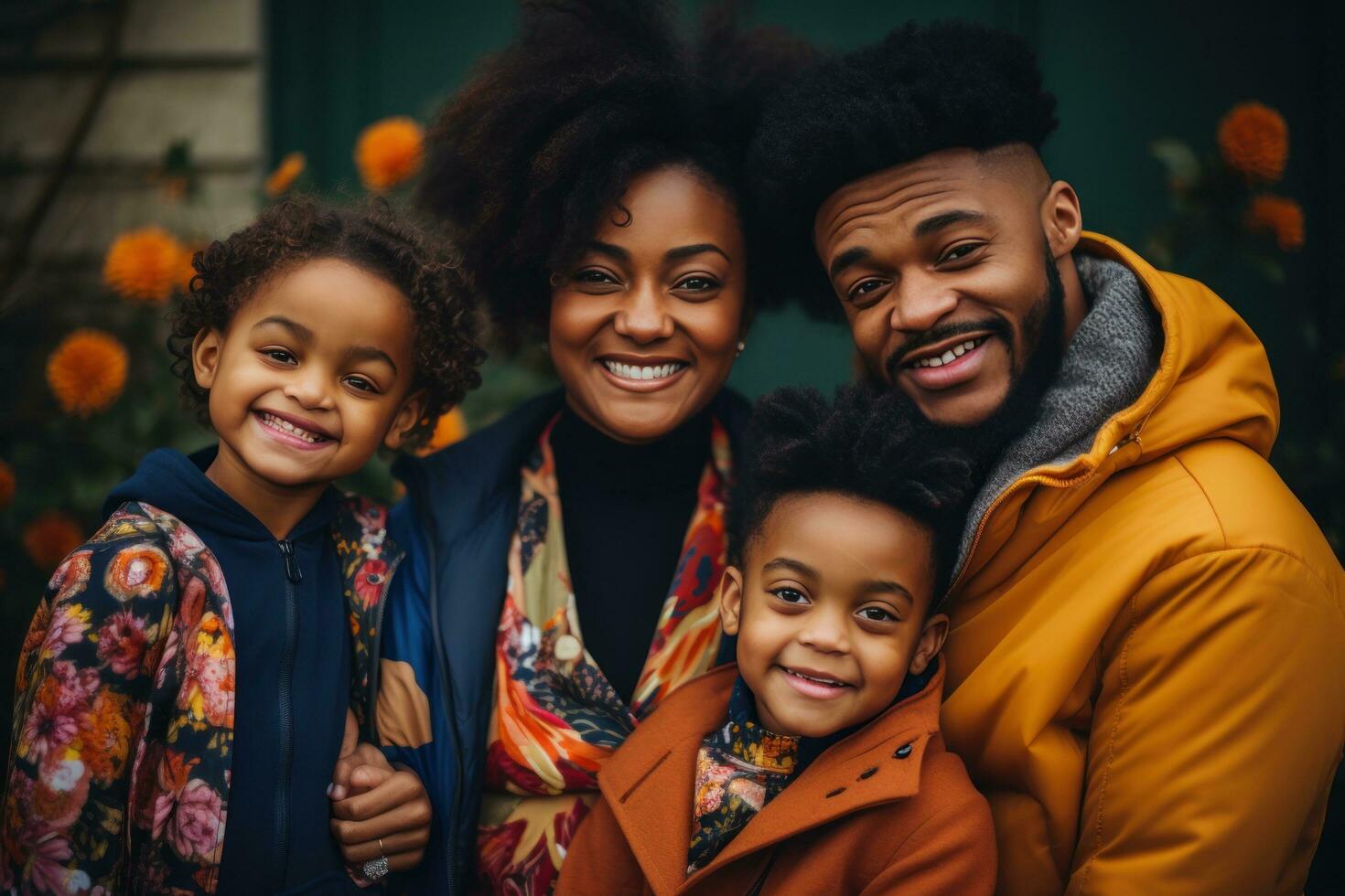 mamá, papá y dos niños actitud para el foto. foto