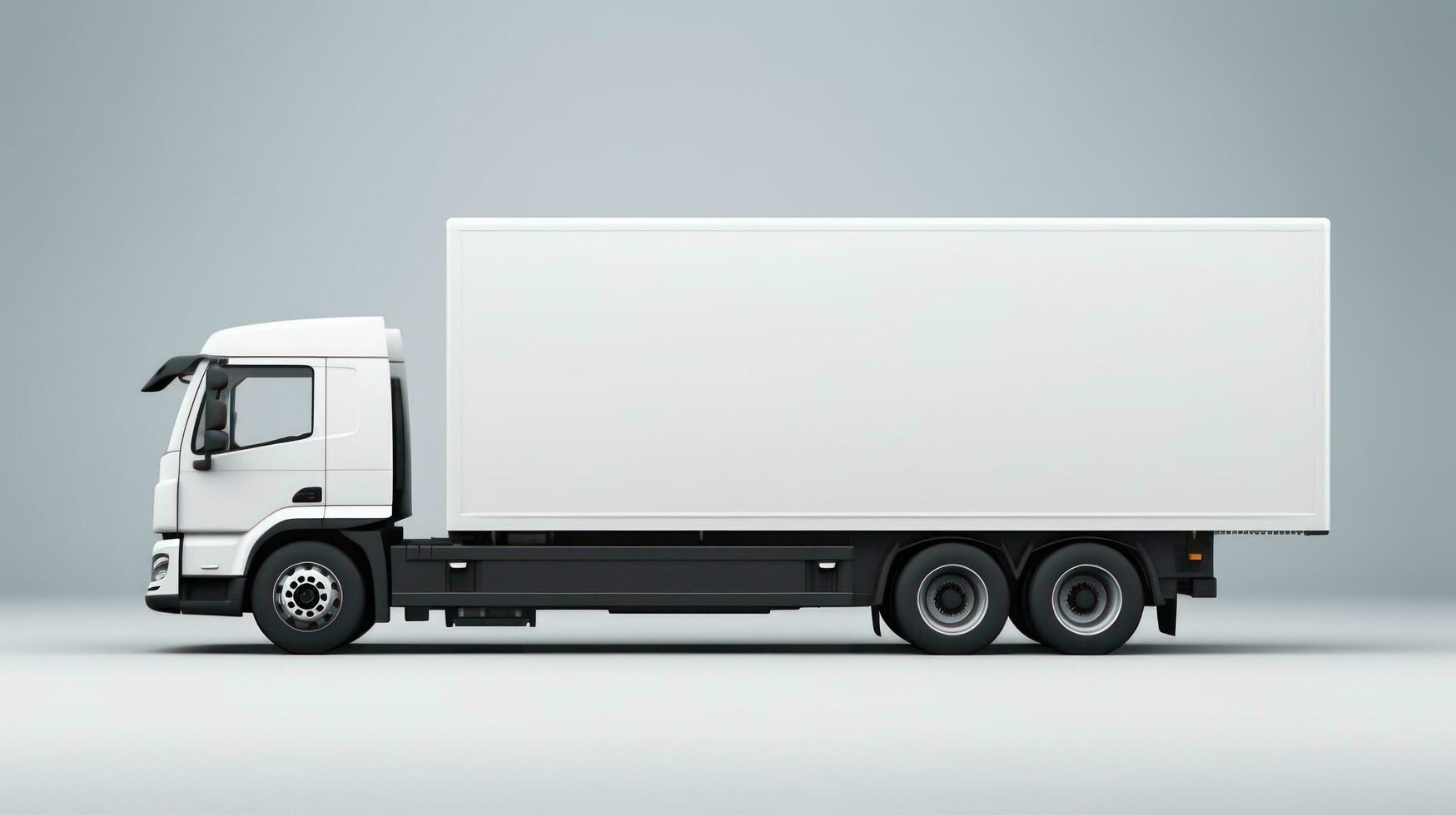 Mockup truck with a white body. side view. photo