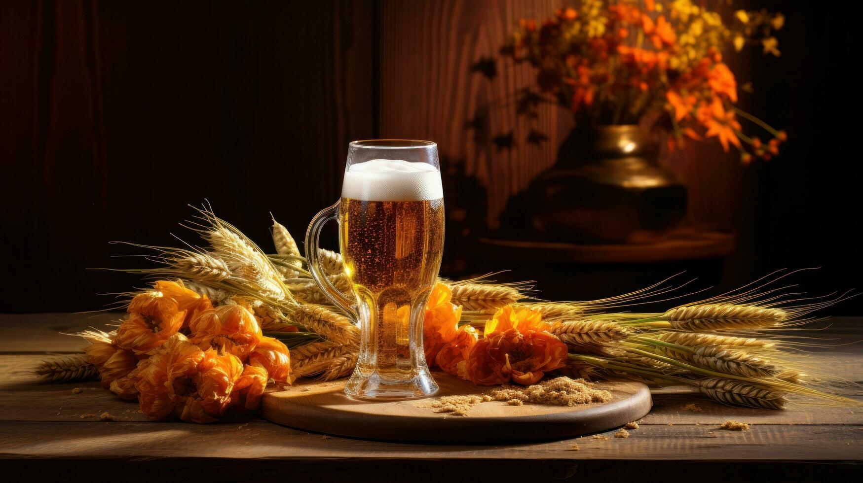 Beer and grain background photo