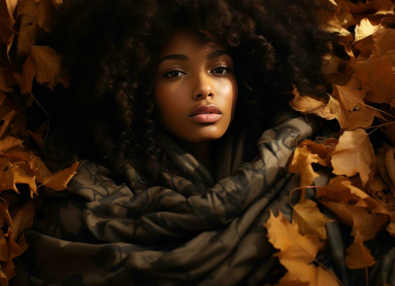Girl in autumn leaves photo