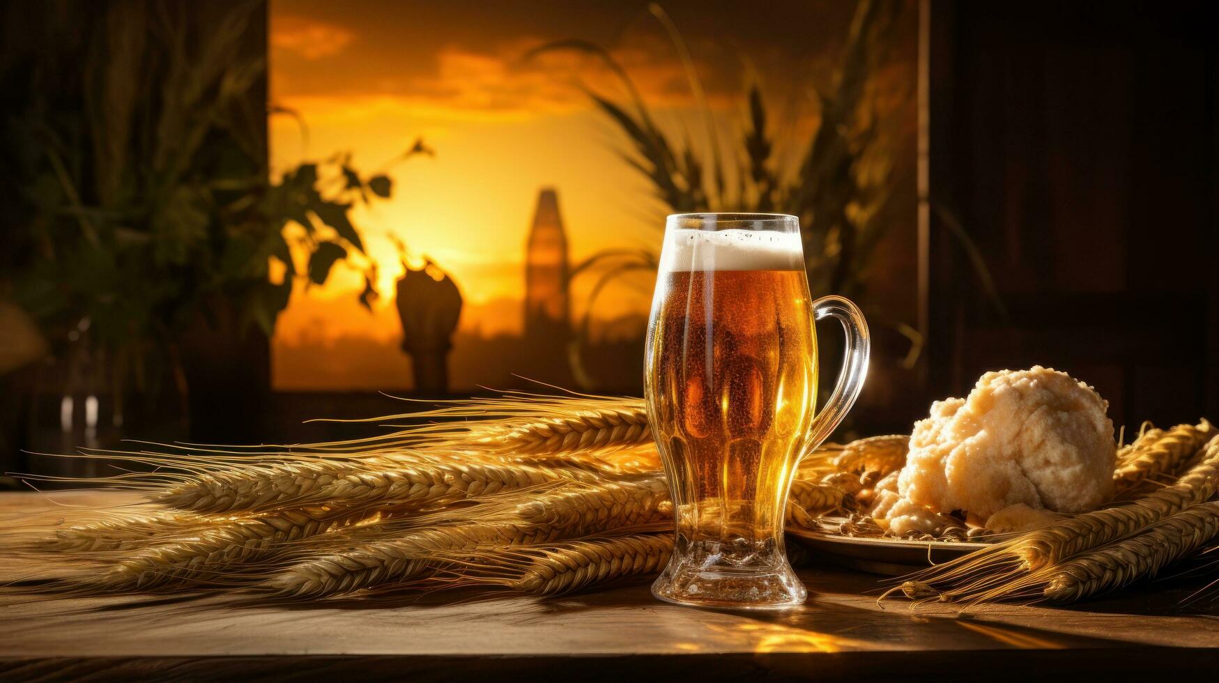 Beer and grain background photo