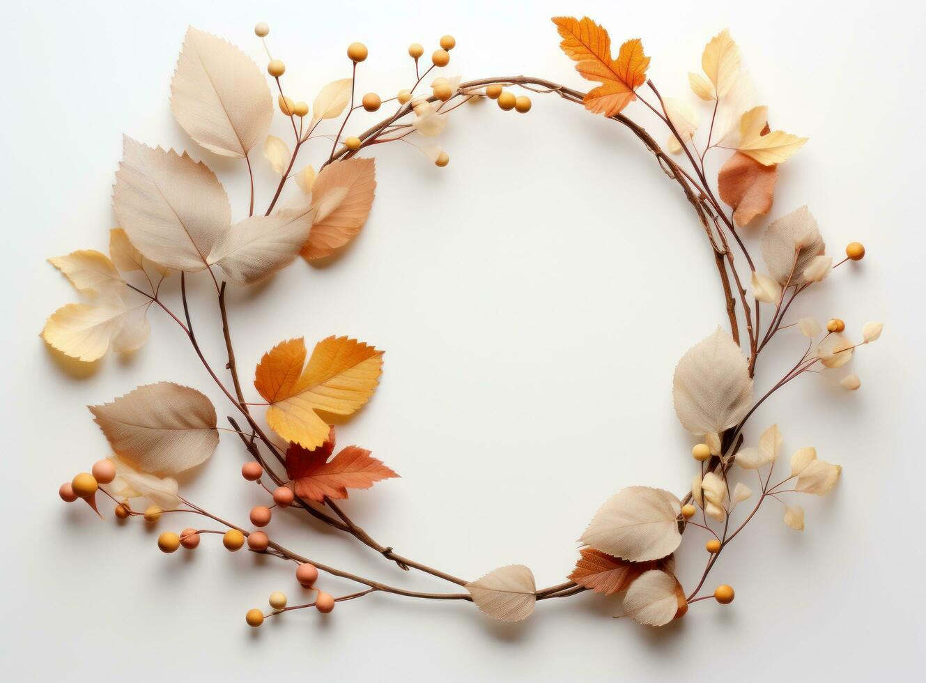 Circle frame from autumn leaves photo