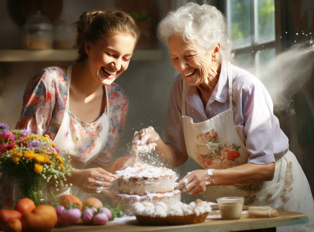 Two women in kitchen photo