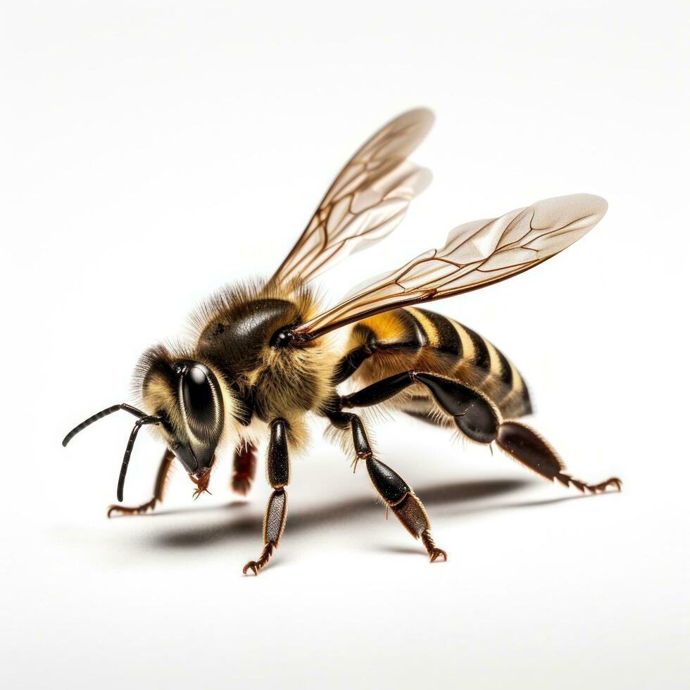 A stunning bee is flying, isolated photo