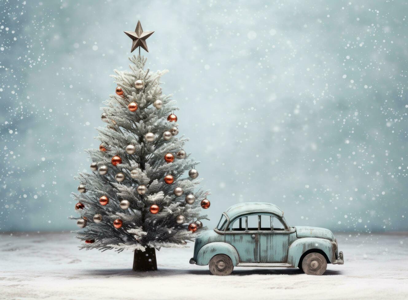 Christmas car with Christmas tree photo