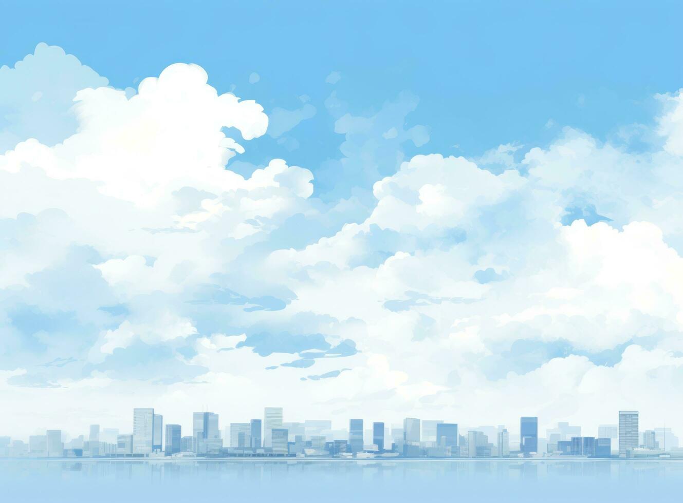 Blue watercolor cityscape background photo