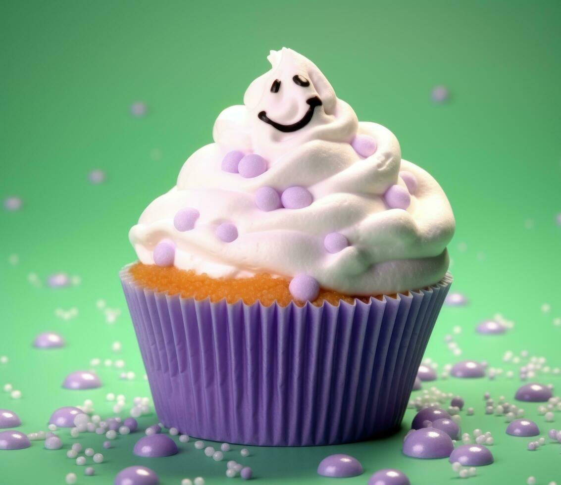 Tasty spooky cupcake for Halloween party photo