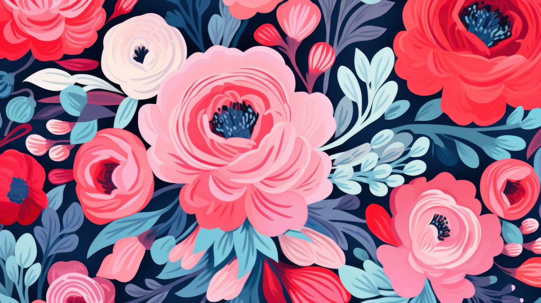 Colorful floral print wallpaper, in the style of abstract impressionism photo
