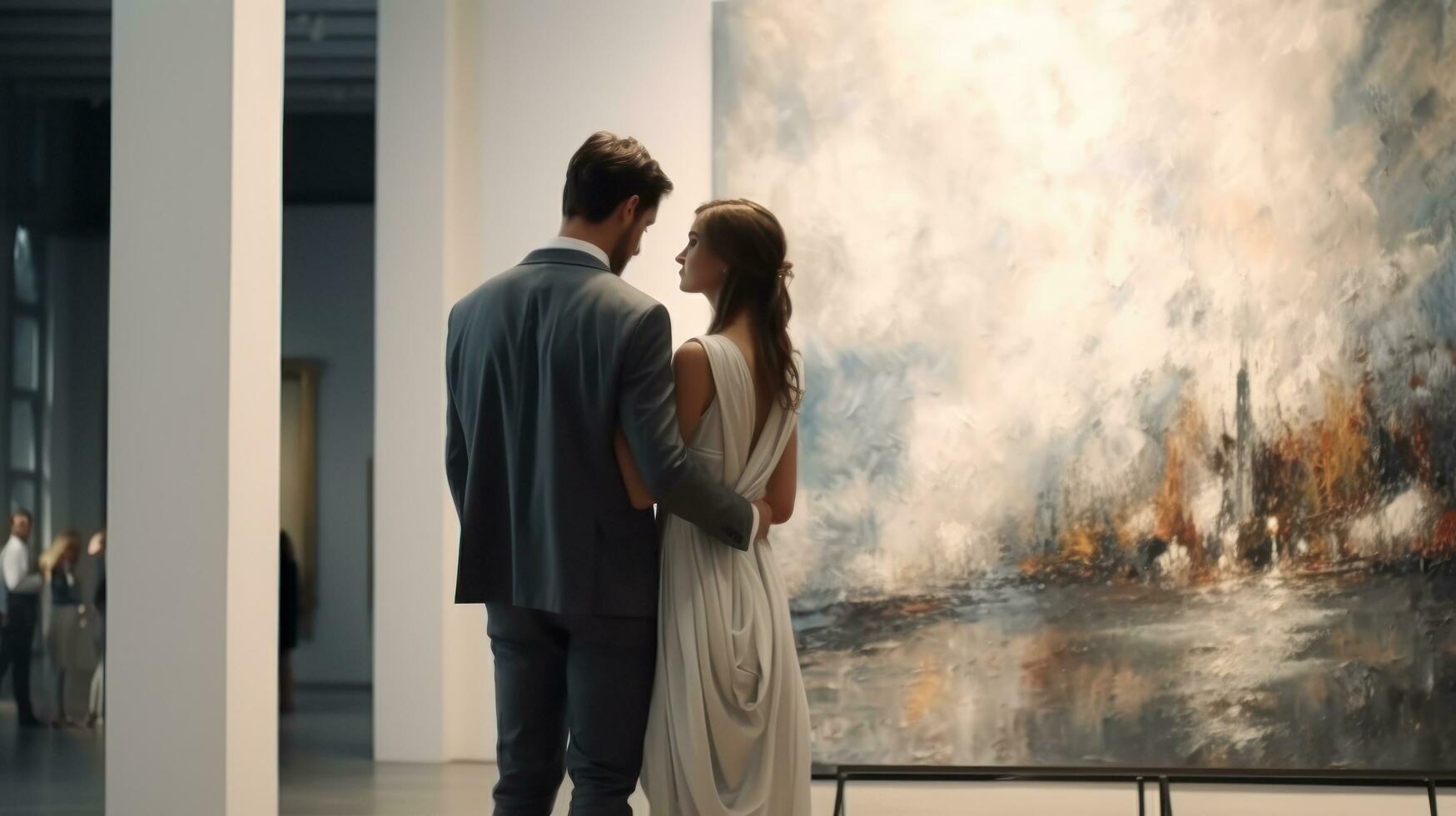 Couple in art gallery photo