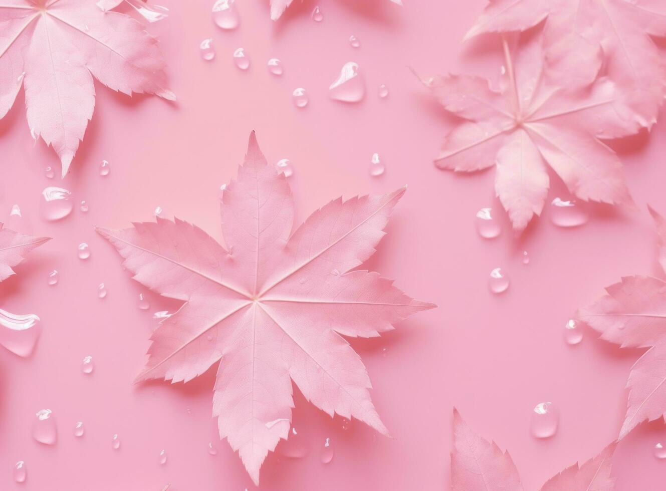 Pink autumn leaves background photo