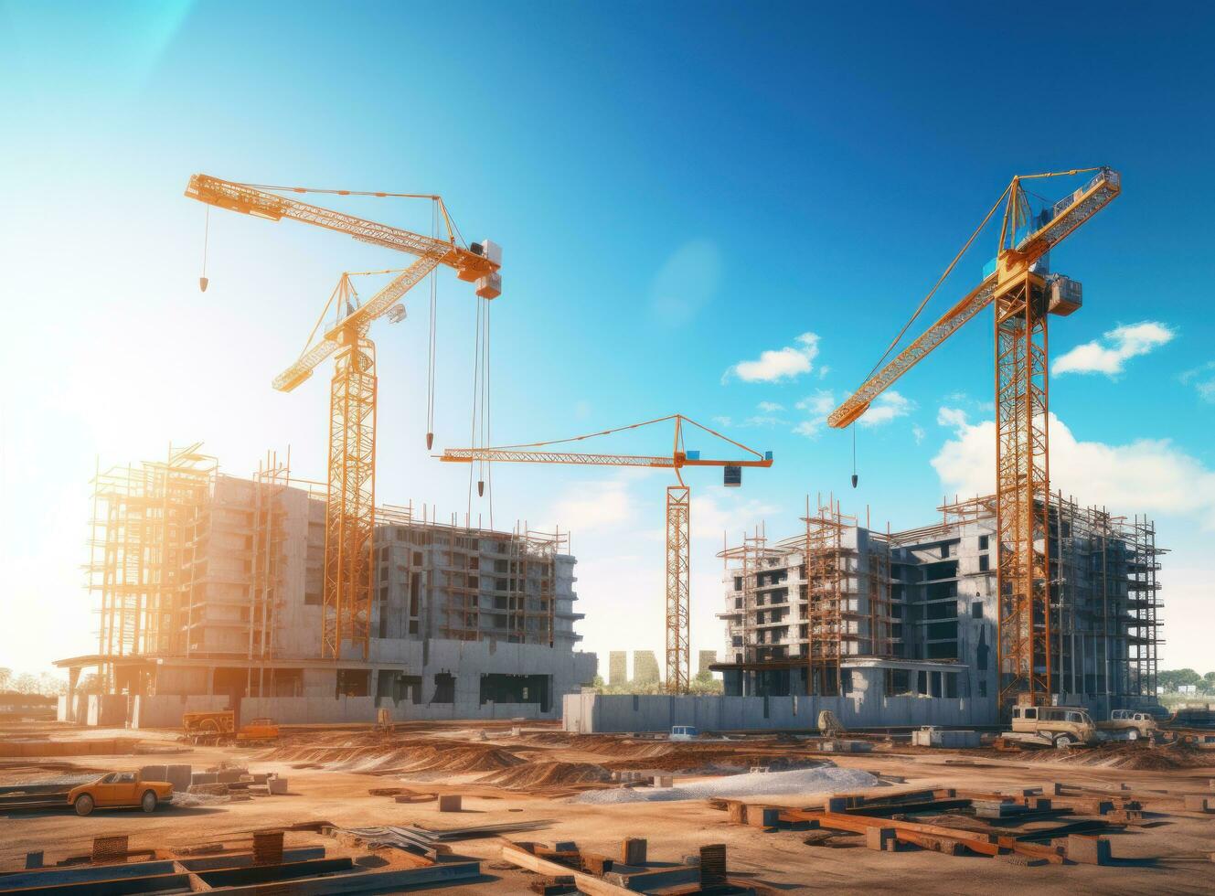 Construction site with cranes on top of buildings 29561305 Stock Photo Construction site with cranes on top of buildings 29561305 Stock Photo
