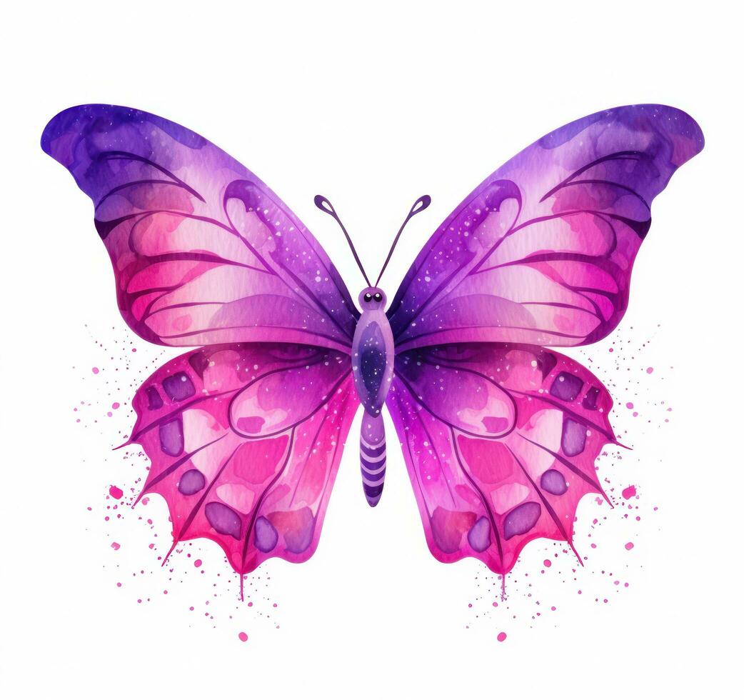 Watercolor butterfly isolated. photo