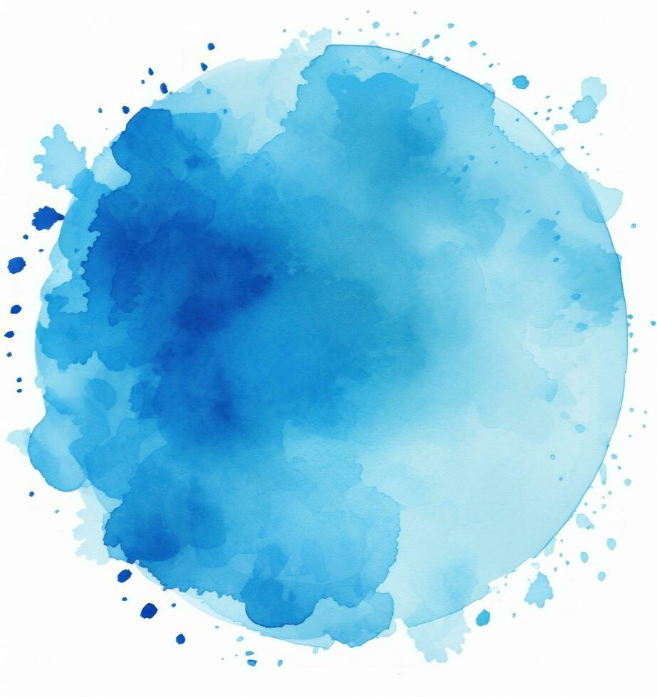 Blue watercolor paint spot photo