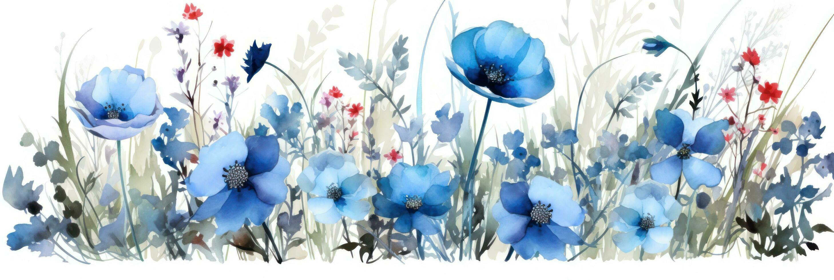 Watercolor blue flowers photo