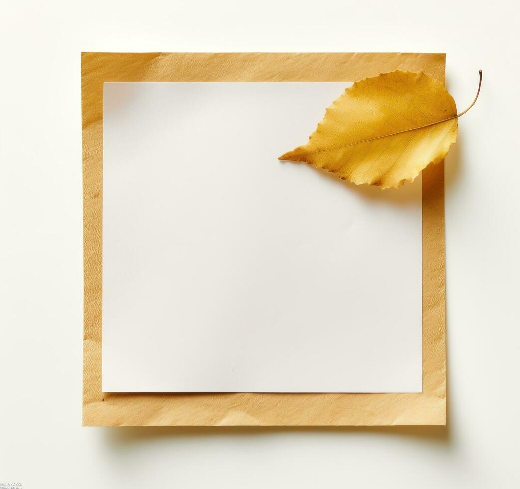 Yellow paper leaf isolated photo