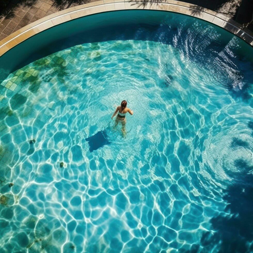 A young womanin the swimming pool photo