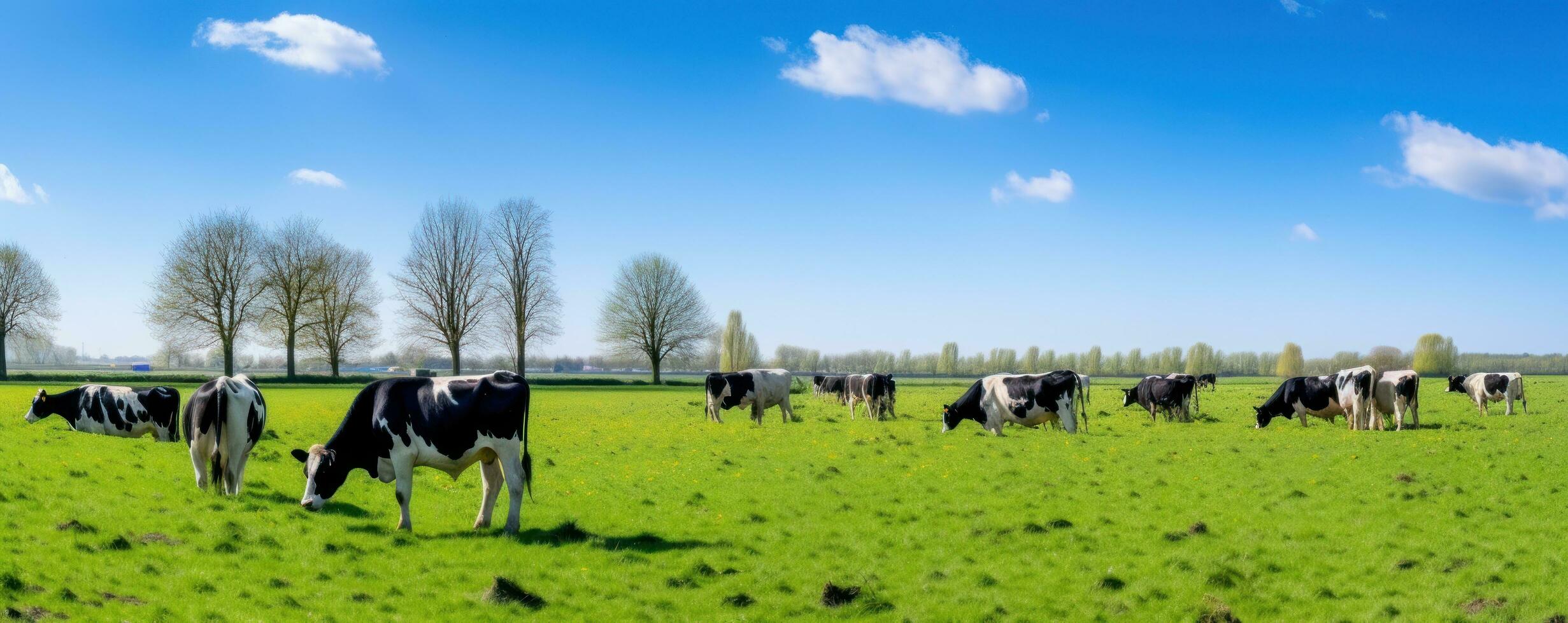 Cows in summer green meadow photo