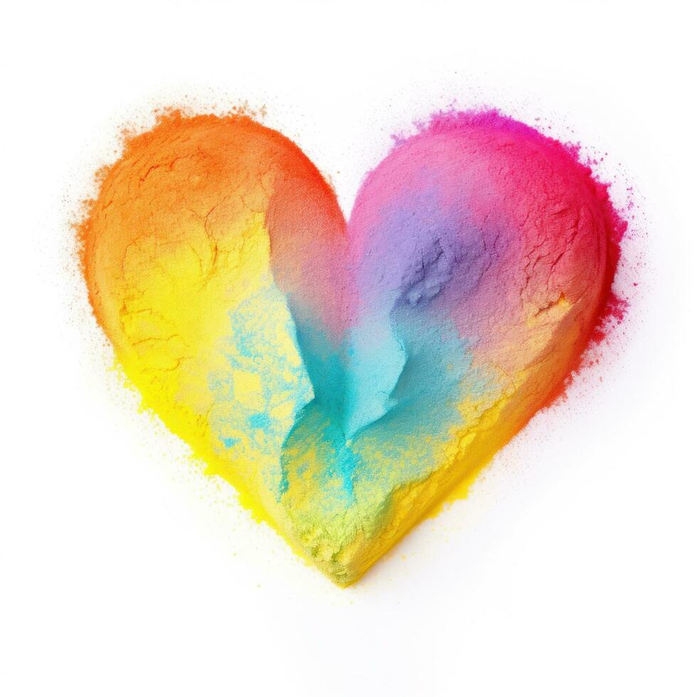 Heart from rainbow powder isolated photo