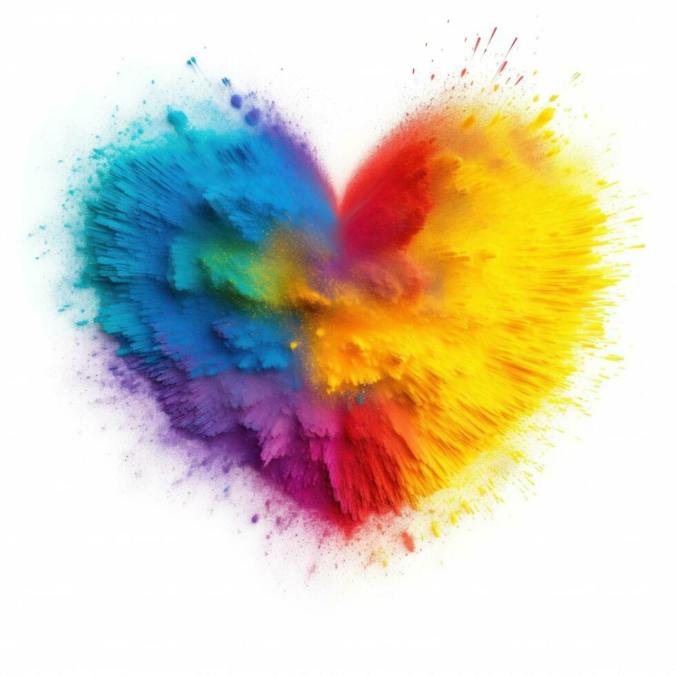 Heart from rainbow powder isolated photo