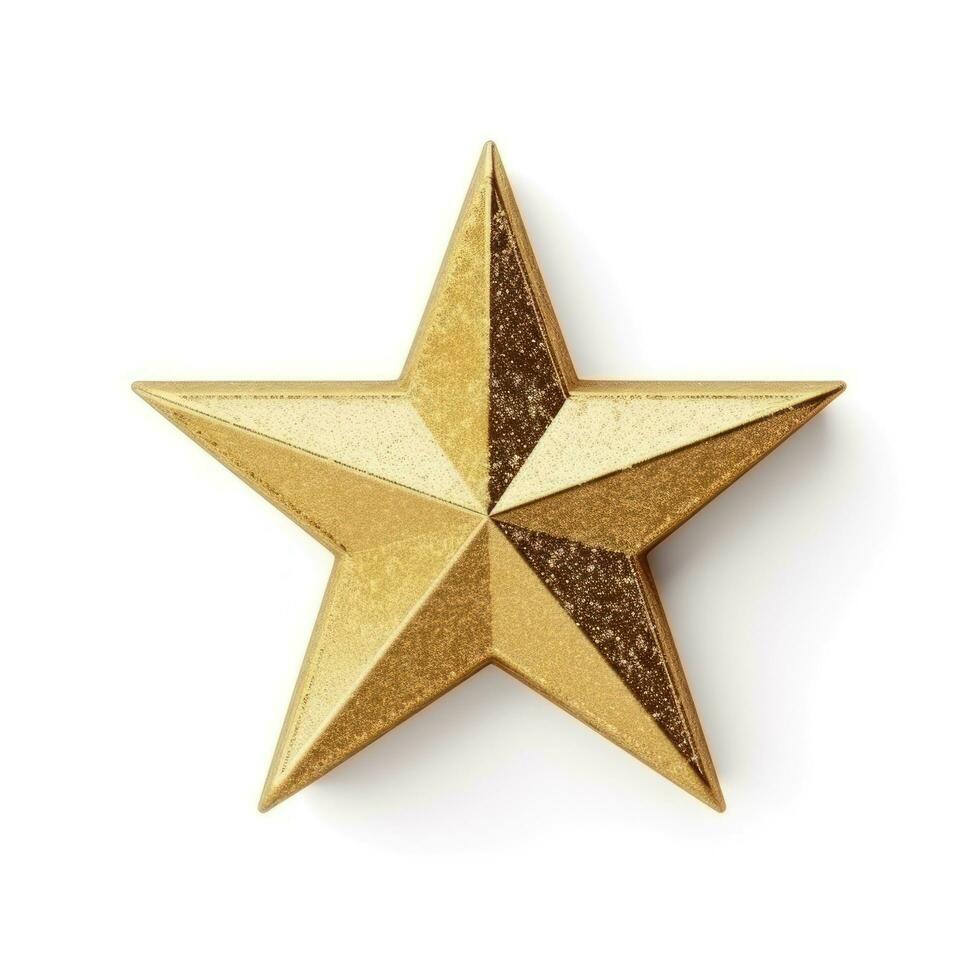 Golden glitter star isolated photo