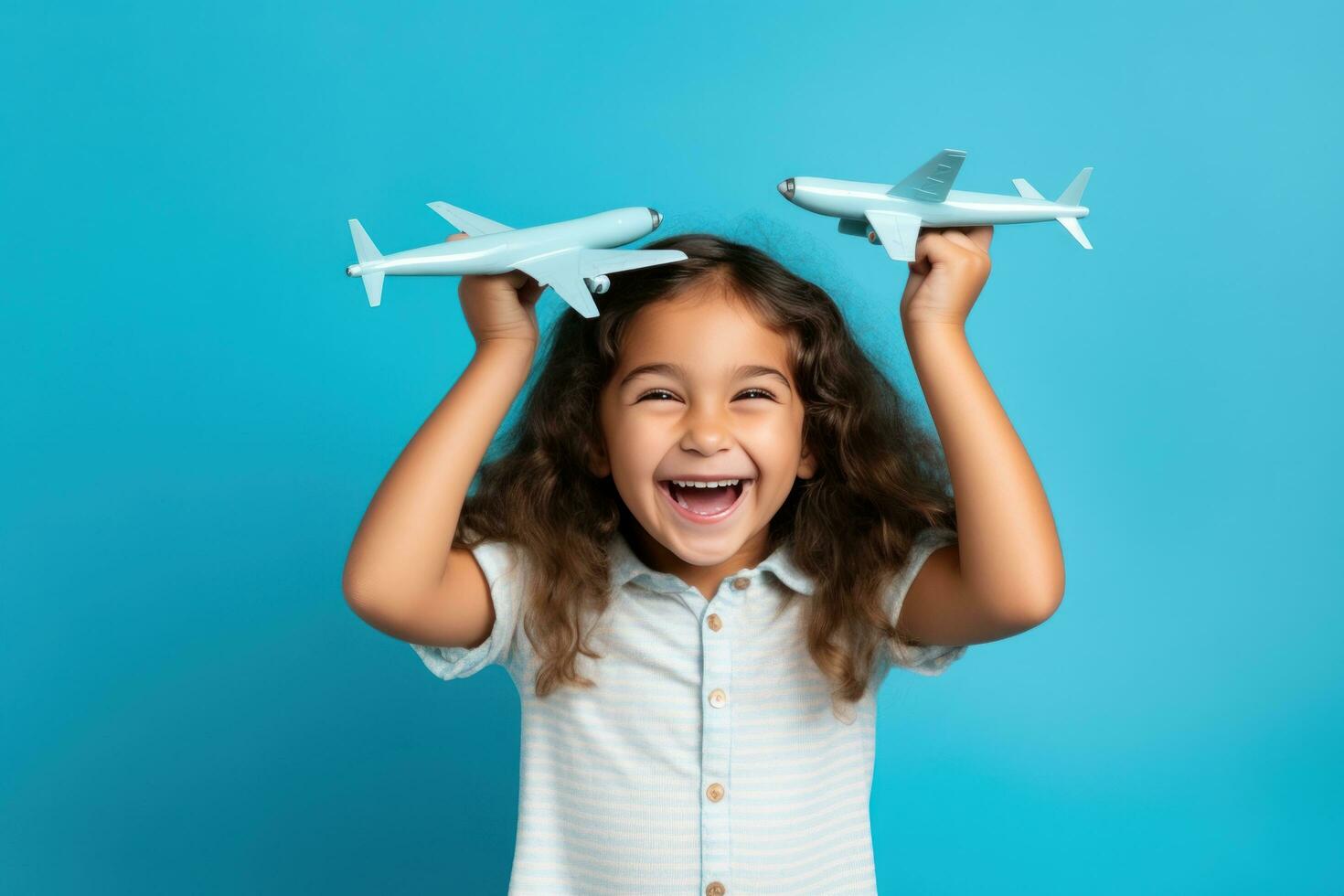 Girl with toy airplane photo