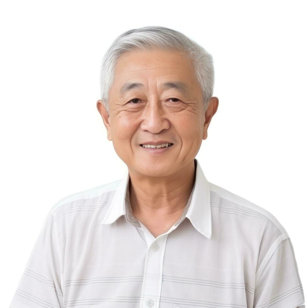 Happy asian old man isolated photo