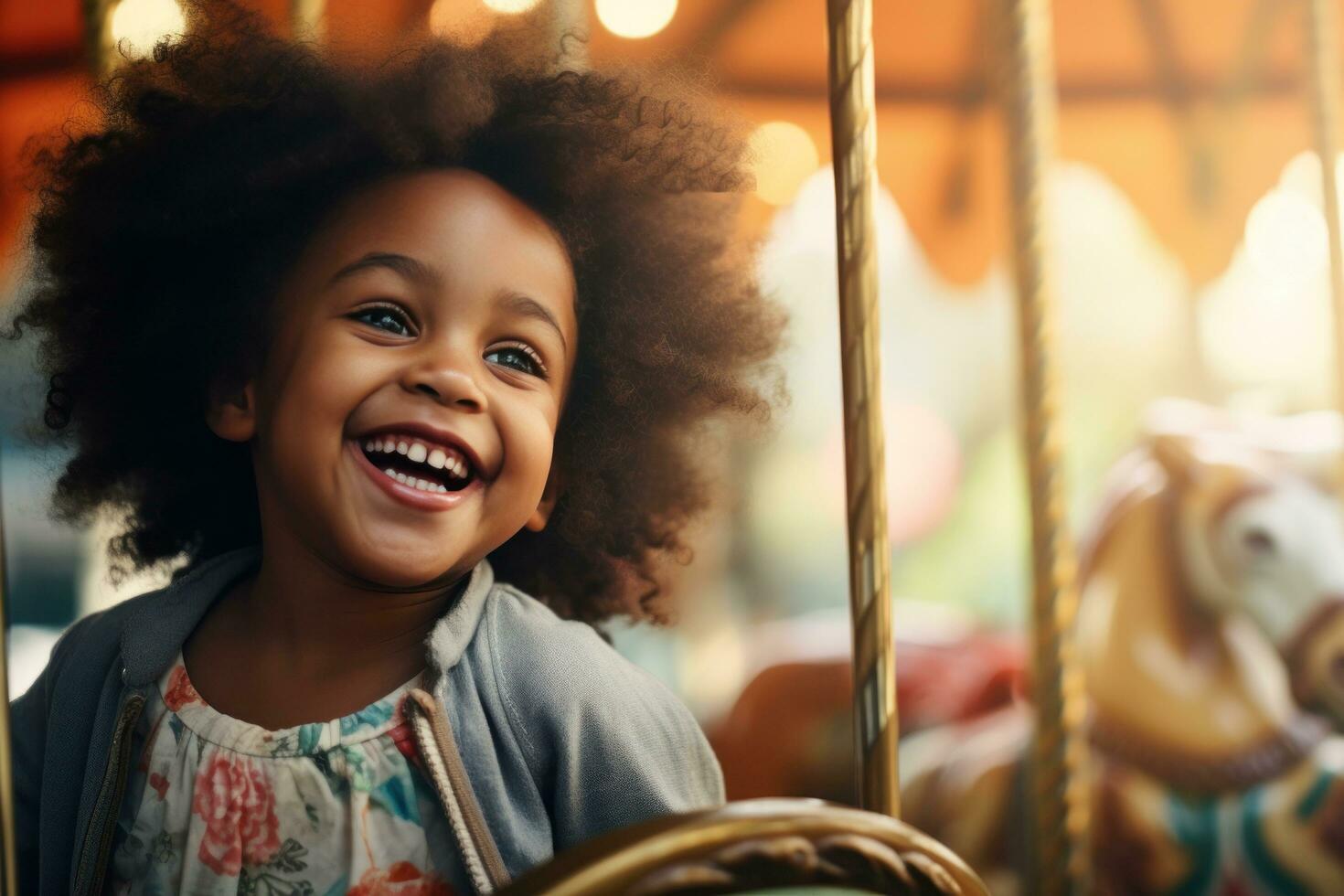 Cute little girl laughing at carnival ride 29561982 Stock Photo at Vecteezy